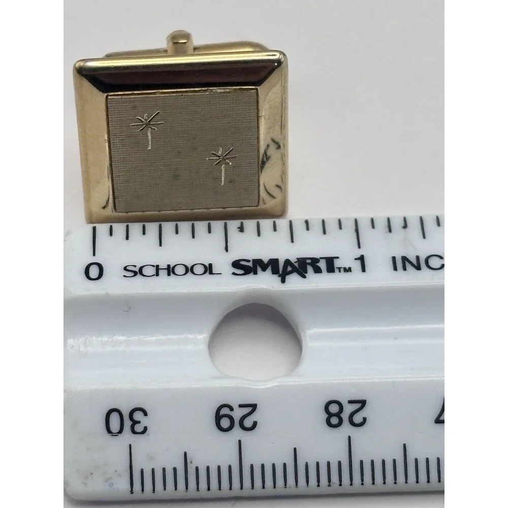 Vintage Mid-Century Gold Tone Swank Cuff Links Etched